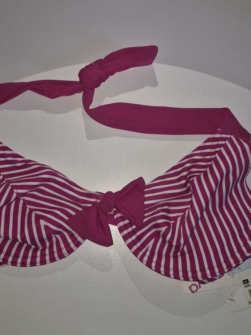 Freya Hot Pink & White Striped Bikini Top